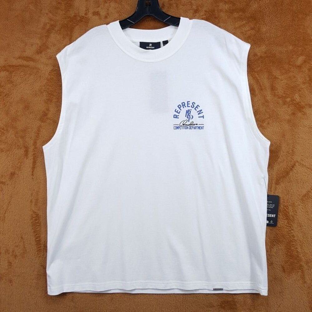 REPRESENT Shirt Mens XXL White Crew Graphic Cut Off Sleeveless Tank Tee